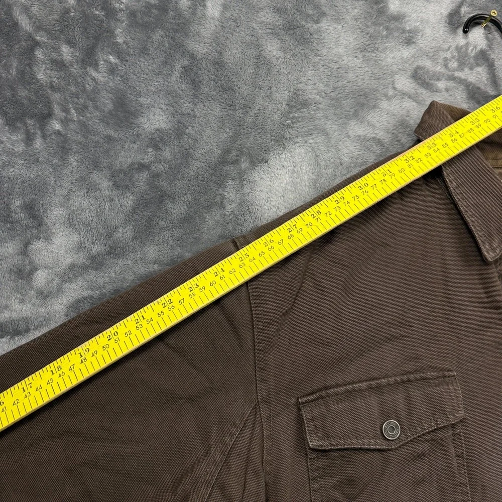 Duluth Trading Co Shirt Jacket Mens XL Brown Excellent Canvas Fleece Lined Work